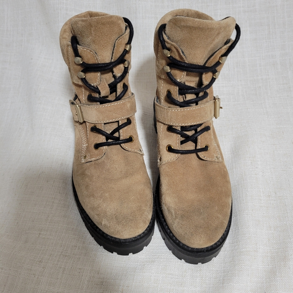 All Saints Paulina Suede Buckle Moto Combat Boots - Picture 2 of 7